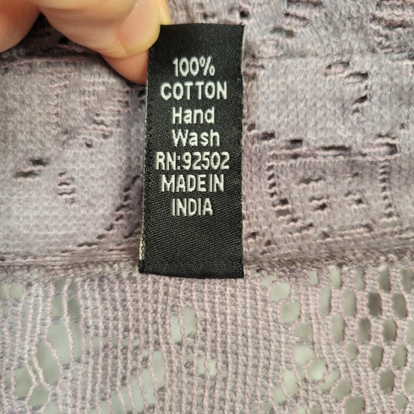 Sacred Threads sz XL Cardigan Gray Cotton Lace Open Front Cottagecore Lagenlook - Picture 4 of 10